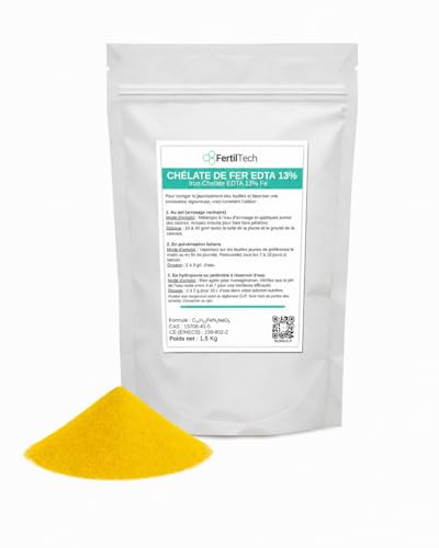 FertilTech EDTA Järnkelat 13 % 1,5 kg - mot kloros växter och gräs - Lösligt bladgödsel - järnbrist - trädgård, gula blad, hydroponi (2)