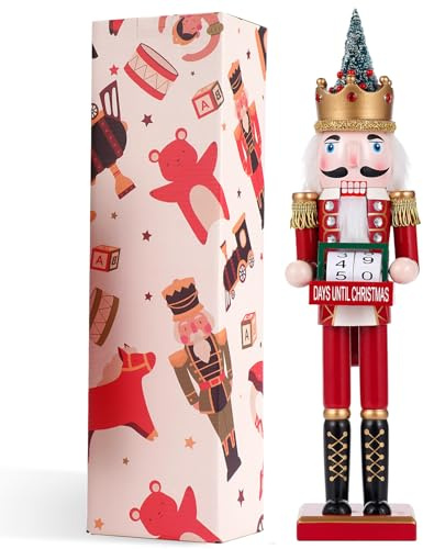 COMBIUBIIU Christmas Decorations Nutcracker Soldiers,42CM Wooden Traditional Nutcracker Figures,Festive Collectible Ornament Gift for Thanksgiving Christmas Decor（Xmas Countdown）