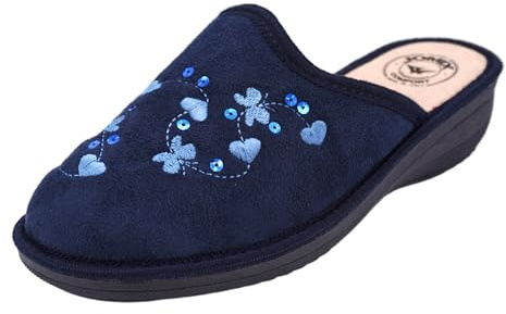 JOMIX Zapatillas de Estar por Casa Mujer Invierno Pantuflas Anatómicas Cuña Baja Ergonómicas Zuecos Calientes Ortopédico Hechas en Italia Antideslizantes Punta Cerrada Ligeras Cómodas
