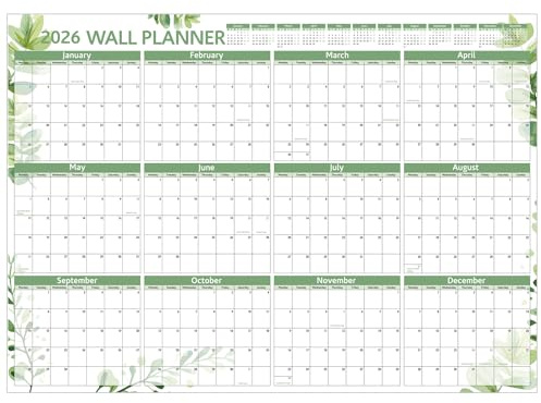 2026 Wall Planner A1 Laminated, Large 84cm x 60cm UK Wall Calendar 12 Month Large Yearly Planner Full Year to View Calendar Planning Organizer for Home School Office