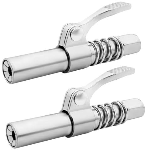 Calenxy 2 boquillas para engrasadora compatible con todas las prensas de engrasado, prensa de engrase para engrasar con bloqueo de 6 mordazas, accesorio apto para NPT de 1/8 pulgadas, SAE