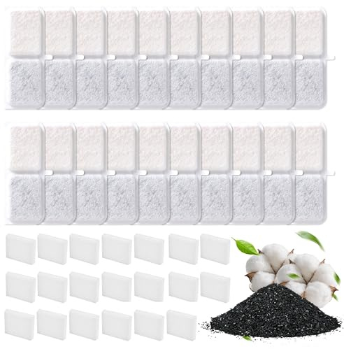 40PCS Filtros Fuente Gatos, Filtro Fuente para Gatos, Fuente Gato de Repuesto para Bebederos de Mascotas, Contiene 20 Cartuchos Filtrantes y 20 Almohadillas Filtrantes de Esponja