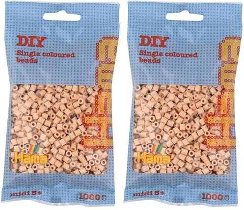 HAMA - sachet de perles à repasser | env. 1000 perles midi | loisirs créatifs et mosaïques pour enfants dès 5 ans | jeu créatif et décoration artisanale | Beige (Lot de 2)
