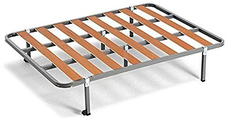 Hogar 24 Somier Lama 100 con Láminas De Chopo y Refuerzo Lumbar Central + 6 Patas Cuadradas De 26cm, Tubo De Acero 30x30 mm, 150x200 cm