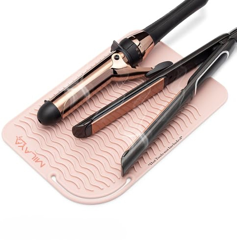 Professional Large Silicone Heat Resistant Styling Station Mat for All Hair Irons, Curling Iron, Straightener Pad, Iron Flat Hair, Hair Tools Appliances Hair Dryer Salon Tools Hair Stylist (Rose Gold)