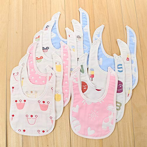 WLLLO 6 Gauze U Type Bib, Cotton Baby Baby, Cotton Bib, Newborn Baby, Children's Rice Bag, Water Absorbing Towel,Prince 5