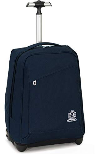 Invicta Schultrolley Benin Ökologisch, 35 Lt, Schwarz, 2in1 Rucksack mit Rollen und Schultrolley durch Anheben der Schultergurte, Schule & Reise