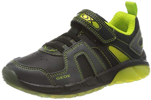 Geox J SPAZIALE Boy A J04CQA054CE Sneaker, Black/Lime, 30 EU
