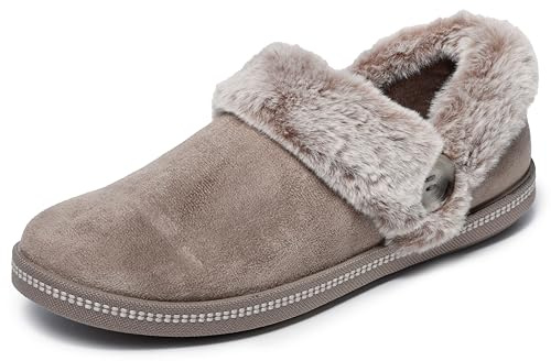 Skechers Cozy Campfire – Fresh Toast Damen-Slipper, Dark Taupe, 8