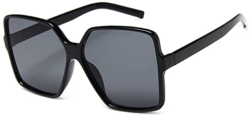 Dollger übergroße Quadratische Retro Sonnenbrille Damen Herren Große Mode Brille Schattierungen für Männer Frauen UV-Schutz,Schwarz