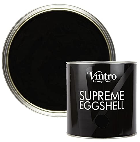 Vintro Paint | Eggshell Paint | for Walls | Wood | Trim | Satin Furniture Paint | Interior & Exterior Use. (Victorian Black - Black, 2.5 Litres)