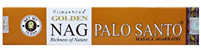Bastoncini di incenso Golden Nag Palo Santo - Realizzati a mano in India - 15g (10-12 Bastoncini) per yoga e profumazione della casa