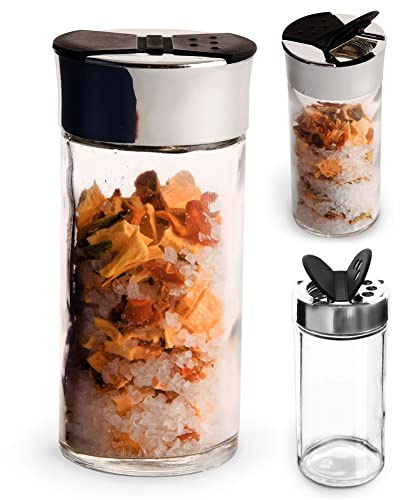 Köksbehållare, kryddströare, krydddispenser med ströinsats av glas, 100 ml, set med 6 stycken