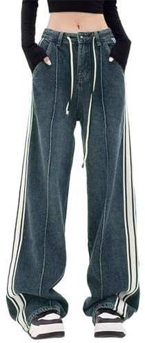 Säckiga Y2k Boyfriend-jeans för kvinnor, låg midja, hiphop, raka jeans, vintage, breda ben, lösa byxor, streetwear, fritidsbyxor, S