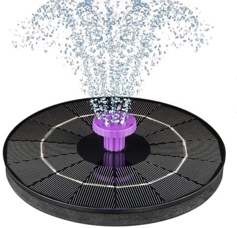 Solar Bird Bath Fountain Pump, Solar Powered Water Pump, Outdoor Water Fountain with 8-in-1 Nozzles, 4 Fixed Pipes for Hummingbirds, Garden, Pool, Pond