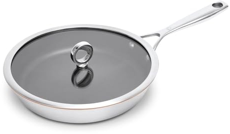 Olav son My Innovative padella rivestita con nucleo in rame, padella rivestita per induzione, forno, fornello a gas e lavabile in lavastoviglie, piccola padella con coperchio manico in acciaio inox 32