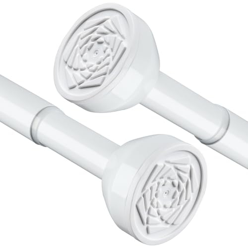 Shower Curtain Pole 83-168cm Stainless Steel Shower Curtain Rod Tension Rod for Curtains No Drill Extendable Curtain Poles Shower Curtain Rail for Bathroom Bedroom Kitchen Wardrobe, White