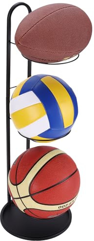 Navaris Rastrelliera da Basket - Porta Pallone Calcio Pallavolo e Altri Sport - Soluzione di Stoccaggio a 3 Livelli - Montaggio Senza Viti - in Acciaio - per Camera Garage Palestra