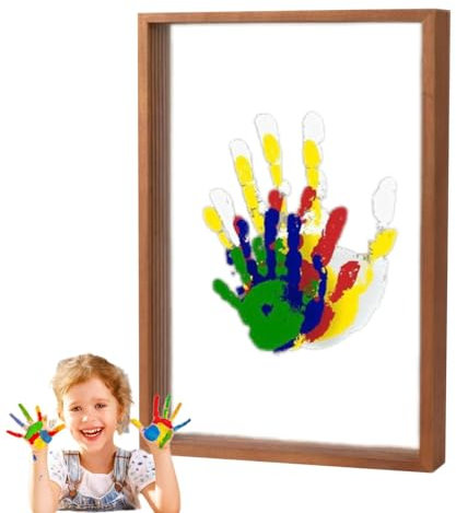 Familien-Handabdruck-Set – Handabdruck-Set, Andenken-Handabdruck-Set | Familien-Handabdruck-Set | Holzrahmen-Set, transparente Blätter mit Gipsform, Handabdruck-Set für Eltern und Kinder, Handskul