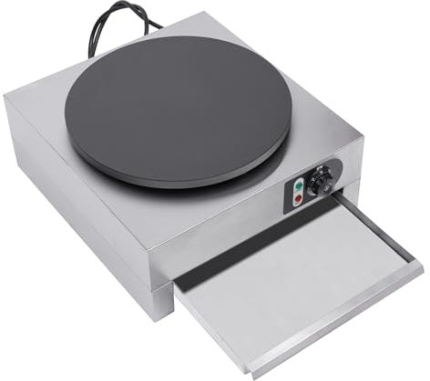 DSYOGX – 3 000 W elektrisk crêpemaker, Φ400 mm kommersiell crêpe-maskin, Crepe Maker enhet våffelutrustning crepeplatta 50–300 ℃ temperaturområde