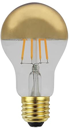 Glödlampor LED -filamentlampor E27, Edison filamentlampa lampa med spegel A60 LED -glödlampa ljus sovrum vardagsrum skugglöst dimbar 220v för ljuskrona, väggljus etc, guld (guld) (färg: goll