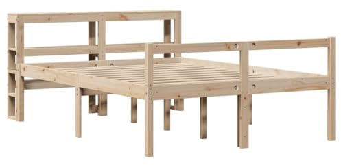 vidaXL Cama Personas Mayores y cabecero Madera Maciza Pino 120x190 cm, Cama para Ancianos, Cama Doble, Estructura de Cama, Cama de Matrimonio