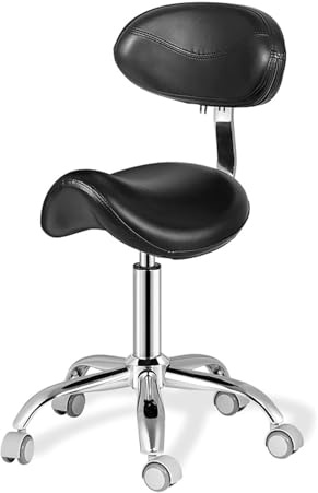 FXLUHAY Taburetes giratorios con Ruedas, Silla de Montar, taburetes de Bar Ajustables con Ruedas, Respaldo, Asiento de PU y Ruedas.