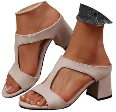Walking Sandals For Women Uk,Beach Sliders Women Sommer,Fashion Square Toe Strappy Chunky Heel Open Toe Summer Dressy Casual Footwear Fashion Orthotic Lightweight Walking Shoes Slipper