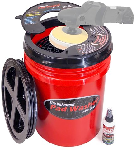 GRIT GUARD Universal Pad Washer Kit - Polishing Pad Cleaner Compatible with Dual Action Rotary and Orbital Polisher Foam, Wool, Microfiber, Felt Disc