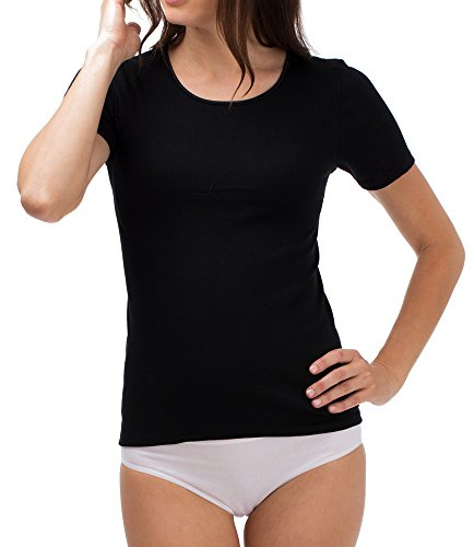 Schöller Damen Unterhemd Kurzarm 3er Pack - 51141-44-561 - Größe 46 - Farbe Schwarz