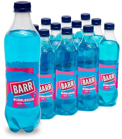 BARR 12 Pack Blue Bubblegum, Zero No Sugar Flavoured Fizzy Drink, Sparkling Fizzy Pop, 12 x 500ml Bottles