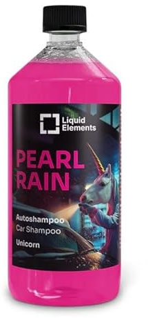 Liquid Elements – Pearl Rain Autoshampoo 1 Liter – Autoreiniger entfernt hartnäckige Verschmutzungen – ohne Wachse & Versiegelungen anzugreifen – mit Einhorn (Zuckerwatte) Duft