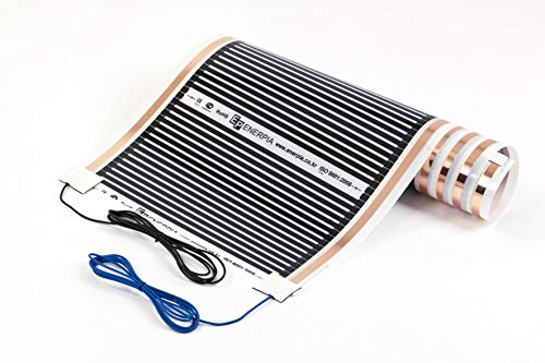 Heizfolie (Länge 1-6m, 150-220W/m², 230V) mit angeschlossenen Kabeln 3m | elektrische Heizung Infrarot, Fußbodenheizung, Wohnwagen, Wohnmobil, Wandheizung, (220W/m², Länge 4m, Breite 50cm)