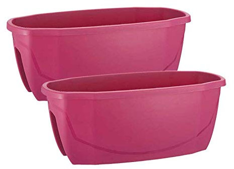 Serinova Jardinera Barandilla Balcón, 58x29x24 cm, Set 2 Unidades, 15,5 litros, Maceta Colgar (Morado)