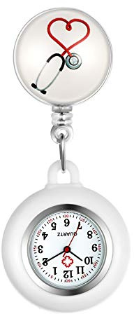 Avaner Retractable Nurse Watch, Clip On Lapel Fob Watch, Silicone Nurse Watch, Pocket Watch for Women and Men