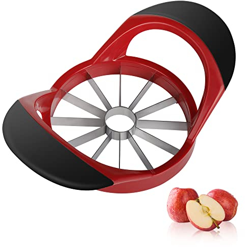 Supercenter Coupe-pommes, vide-pomme et trancheuse – Vide-pomme en acier inoxydable – Outil trancheur de pomme de 12 lames super tranchantes, trancheuse et vide-pomme léger avec poignée antidérapante
