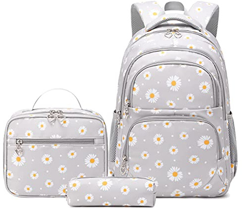SIVENKE Zaino Ragazze per Scuola Elementare Media Superiore Zaini Ragazza 3 Pezzi con Borsa Termica Astucci Matite Borsa Scuola Ragazzi Zainetti Set per Bambini Zaini Scolastici per PC Portatili