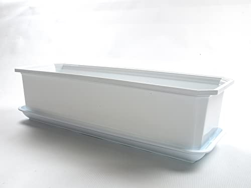 TOP TOOLS Blumenkasten Balkonkasten Pflanzkasten Weiss (50 cm)