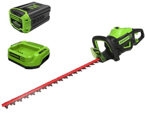Greenworks 60V 26 Brushless Cordless Battery-Powered Hedge Trimmer, 2.0Ah Battery and Charger Included
