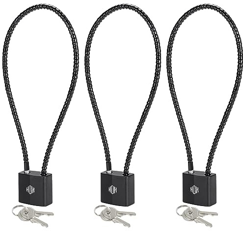 HOX Cable Gun Locks with Keys - Keyed Alike Cable Gun Safe Lock, for Firearm Locking and Safety (3 Pack)
