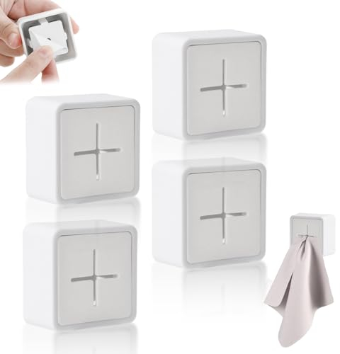 UICCVOKK 4 Portasciugamani Porta Asciugamani Senza Foratura, Porta Asciugamani da Cucina, Autoadesivo, Appendi Strofinacci, Porta Strofinacci Gancio Gancio Per Cucina, Bagno e Casa