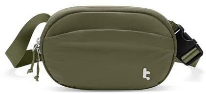 tomtoc Damen Bauchtasche Gürteltasche mit RFID Schutz, 1,5 Liter Klein Sling Bag Brusttasche Hüfttasche Handytasche Umhängetasche Crossbody Bag für Reise, Alltag, Festival, Sport, Wandern, Grün
