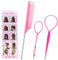 Lot de 3 Accessoires de Coiffure, Outil de Queue de Cheveux, Coiffure accessoires, Outils Tressage, Outil de Coiffure, Aides à la coiffure pour chignon, torsadé, twist, pour Femmes et Filles, Rose