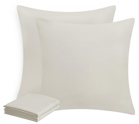Aisbo Kissenbezug 80x80 2er Set - Kopfkissenbezug 80 x 80 Beige mit Reißverschluss aus Mikrofaser, ÖKO-TEX Pillow Cover 80x80cm, Weich und Bügelfrei