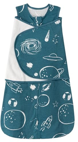 ZIGJOY Newborn Sleeping Bag Swaddle Wrap 1.0 TOG Baby Swaddle Sleeping Bag 100% Cotton Baby Wearable Blanket for New born Infant Boy Girl Grows 0-6 Months, Planets