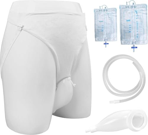 Urinario portátil para hombres, bolsa de orina reutilizable para hombres, colector de orina de silicona, urinarios portátiles con bolsas de catéter de orina (2000 ml x 1 + 1000 ml x 1),Normal men