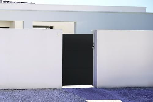 Portillon acier 100x160 cm noir mat - Casanoov NALI - kit complet avec accessoires et visserie - compatible poteaux DARIO 06H230 - espace entre piliers 103 à 105,5 cm - accès sécurisé jardin