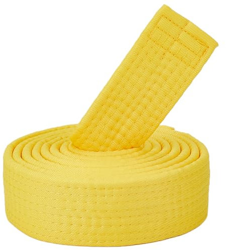 CREATCABIN Gelber Jiu Jitsu Gürtel Polyester Kampfsport Gürtel Judo TKD Aikido Einheitlicher Ranggürtel Lang Weich Universelle Passform Gürtel Taekwondo Für Männer Frauen Trainingsausrüstung 220cm