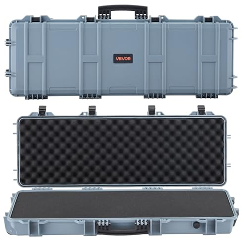 VEVOR Custodia Rigida per Fucile Dimensioni Esterni 1089x392x155 mm, Custodia per Fucile Lungo a Rotelle, Scatola per Armi Pistole IP67 Impermeabile Antipolvere, Grigio