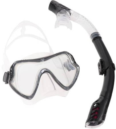 TOBBOMEY Masque de Snorkeling Silicone Transparent Noir Kit Complet avec Tuba Drainage Unidirectionnel pour Hommes et Femmes Équipement Plongée et Natation Large Vision Antibuée